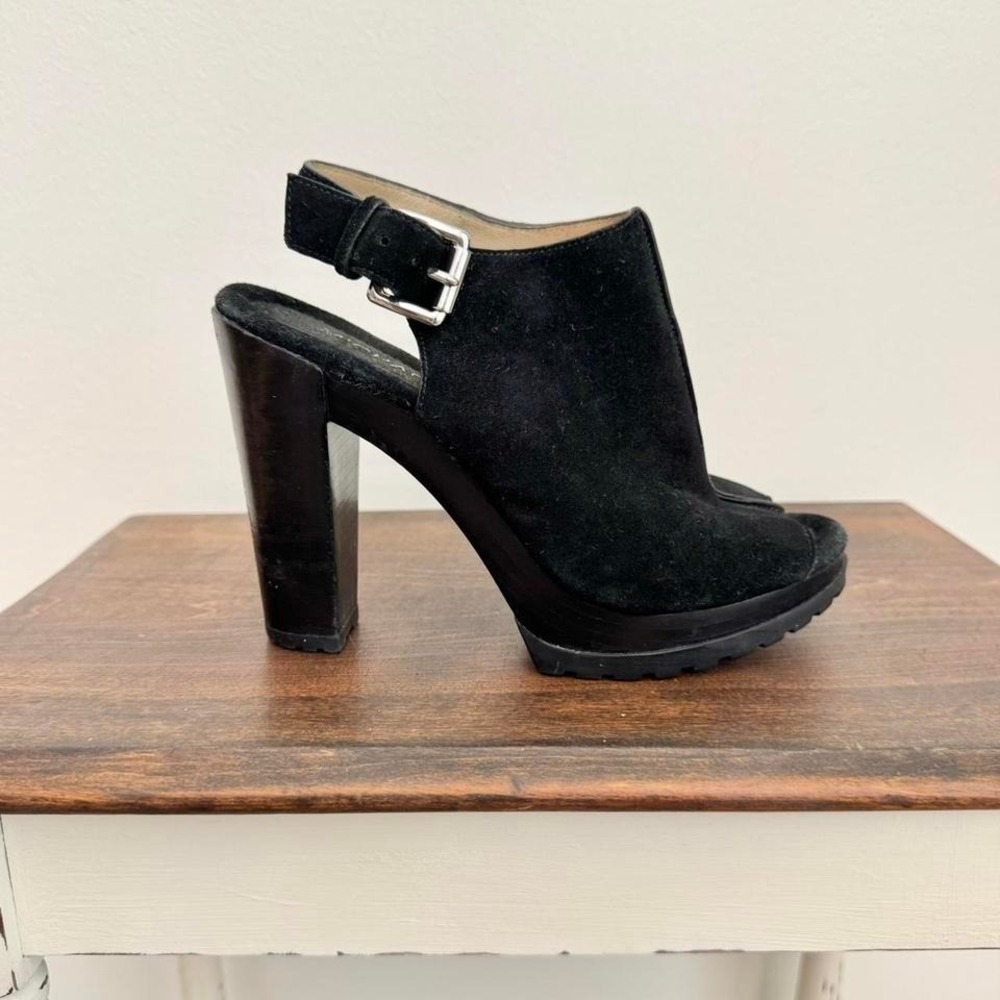 Michael Kors Black Suede Size 6.5 Peeptoe Heel